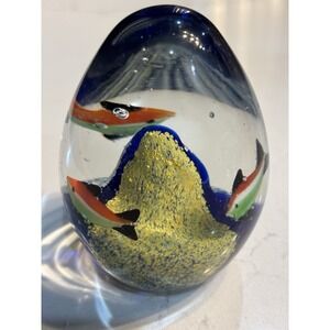 Vintage Glass Teardrop Paperweight Tropical Fish Aquarium Sea‎ Life Theme